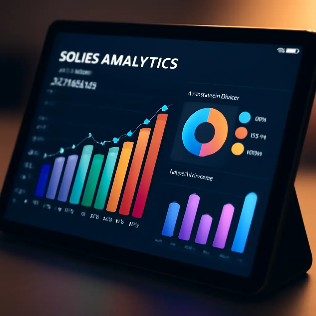 Экран планшета с графиками аналитики продаж и данными кассового аппарата